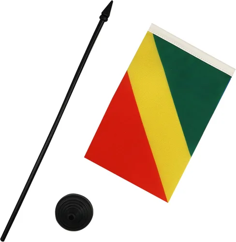 Miniatura 224 de AZ FLAG Sierra Leone Bandera de mesa 5'' x 8'' - Bandera de escritorio de Sierra Leona 21 x 14 cm - Bastón y base de plástico negro