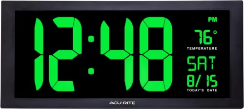 AcuRite Reloj LED de gran tamaño, 18 pulgadas / verde