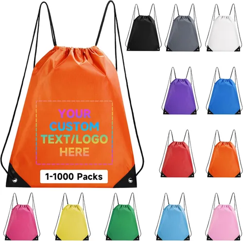 Mochilas personalizadas con cordón con tu logotipo, paquete de 1 a 1000 bolsas personalizadas con cordón a granel para viajar al gimnasio
