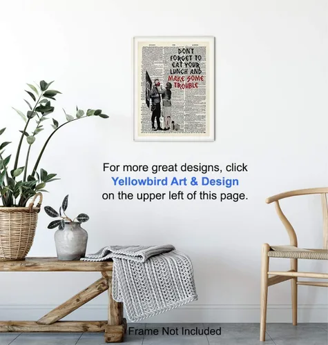 Miniatura 5 de Banksy Make Some Trouble - Impresión artística de pared en la foto de la página de diccionario, es un gran regalo para decoración del hogar, sala