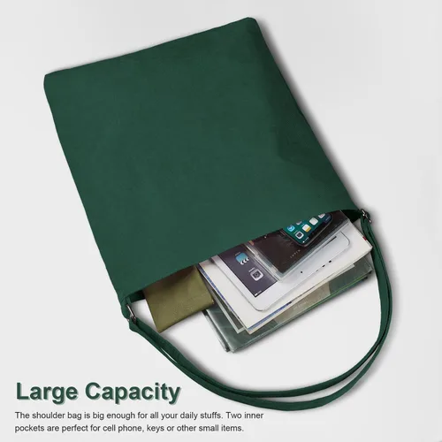 Miniatura 2 de Kememo Bolso Hobo de pana con cremallera, bolsa de hombro de gran capacidad, bolsa de compras para mujer