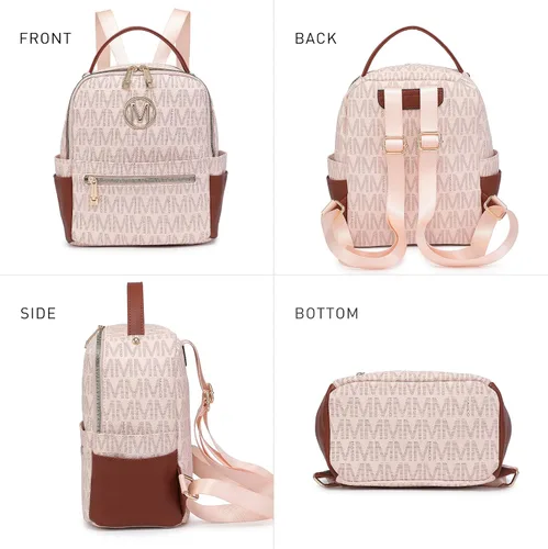 Miniatura 5 de MKP - Mochila pequeña para mujer y mujer, con múltiples bolsillos, con bolsillo frontal con cremallera, Rosado, Mochilas Daypack