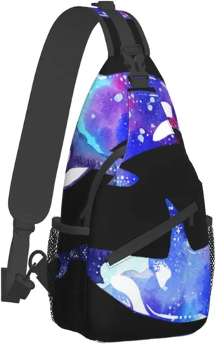 Miniatura 2 de LYNSAY Orca Killer Whale - Bolso cruzado en el pecho, bolso casual con correa, mochila de viaje ligera para hombres y mujeres para adultos
