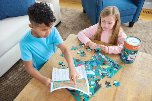 Miniatura 6 de Crocodile Creek Rompecabezas de 100 piezas para niños de 5 años en adelante, divertidos y educativos de mesa o piso, recipiente de almacenamiento