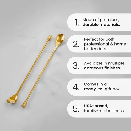 Miniatura 2 de A Bar Above Juego de cucharas de bar, mango en espiral, cucharas de mezcla de acero inoxidable para mezclar cócteles, para remover y colocar