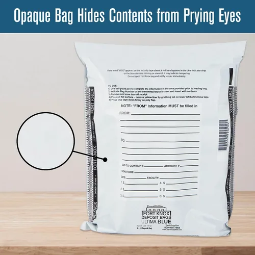 Miniatura 4 de BankSupplies Ultima - Bolsas de seguridad a prueba de manipulaciones azules – 9 x 12 pulgadas – Bolsas de seguridad blancas opacas – Cierre