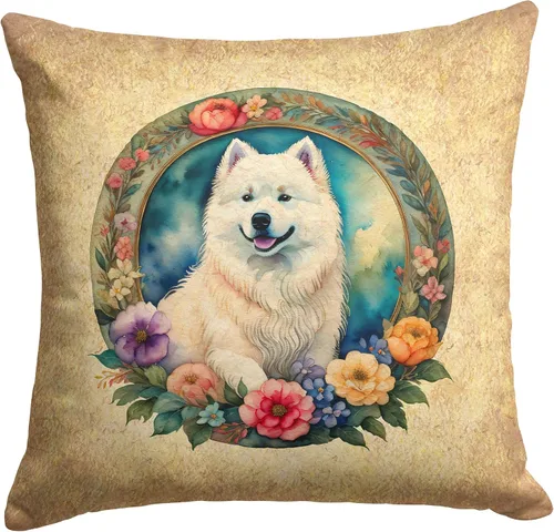 Miniatura 285 de Caroline's Treasures DAC2072PW1414 Affenpinscher and Flowers - Almohada decorativa de tela, lavable a máquina, para interiores y exteriores