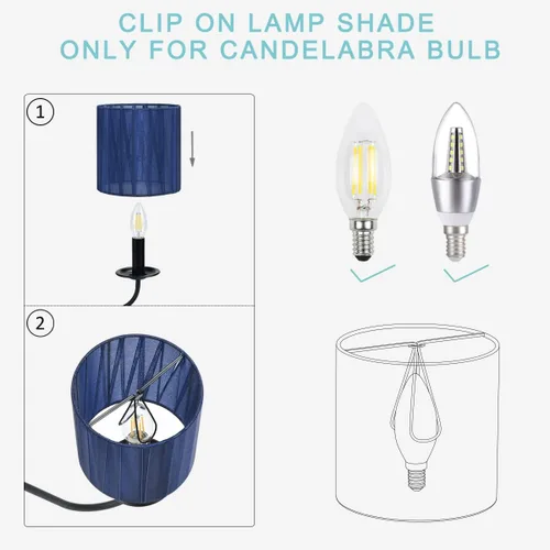 Miniatura 5 de LYON - Pantallas de organza pequeñas con clip para lámpara de pared, juego de 2, tambor pequeño, 5.2 x 5.2 x 5.2 pulgadas de alto, cinta organza