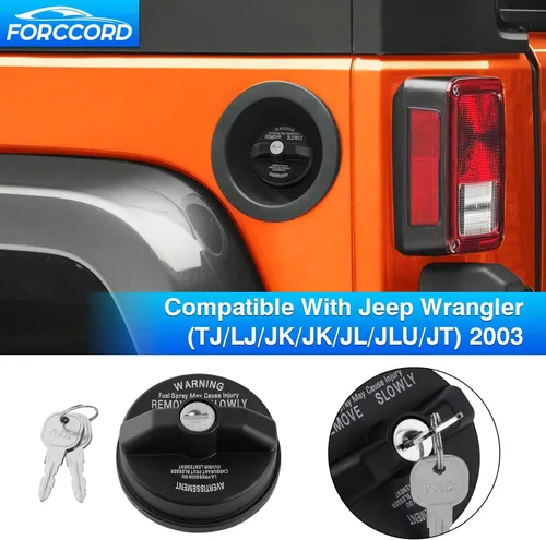 Miniatura 2 de Tapa de Gas con Bloqueo para Combustible Ajuste Personalizado para 03-22 23 24 25 26 Jeep Wrangler (TJ/LJ/JK/JK/JL/JLU/JT) Tapa de Gas con Bloqueo