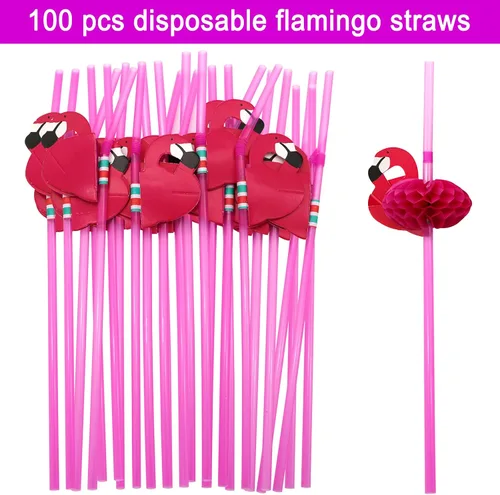 Miniatura 3 de BLUE TOP Pajitas de cóctel de flamenco de 9.65 pulgadas, 100 unidades, pajitas de flamenco rojo para cóctel, batido, jugo, decoración y añadir