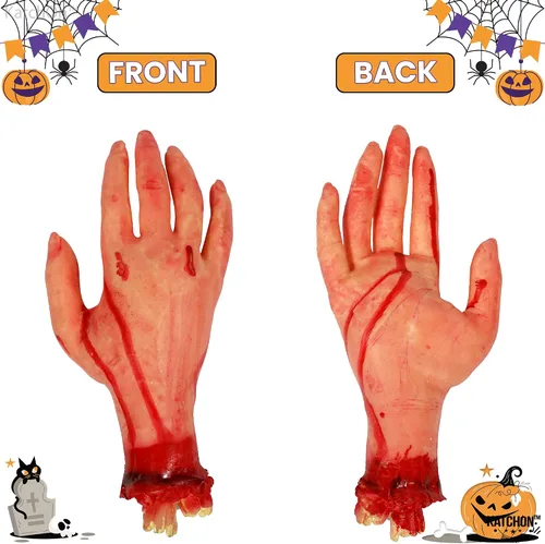 Miniatura 2 de KatchOn, Accesorio de mano sanguinolenta humana falsa – 10 pulgadas de largo Partes del cuerpo Accesorios de Halloween Manos falsas de miedo