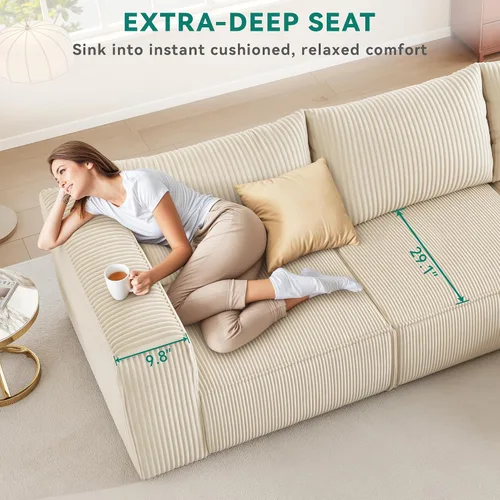 Miniatura 6 de YITAHOME Sofá seccional Cloud, sofá deshuesado, sofás seccionales para sala de estar Blanco lechoso