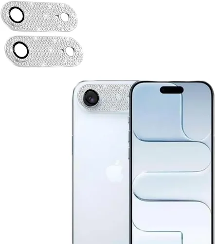 Miniatura 10 de [Paquete de 2] Protector de lente de cámara de cristal brillante para iPhone 11/iPhone 12 mini, cubierta de cámara trasera de diamante con purpurina