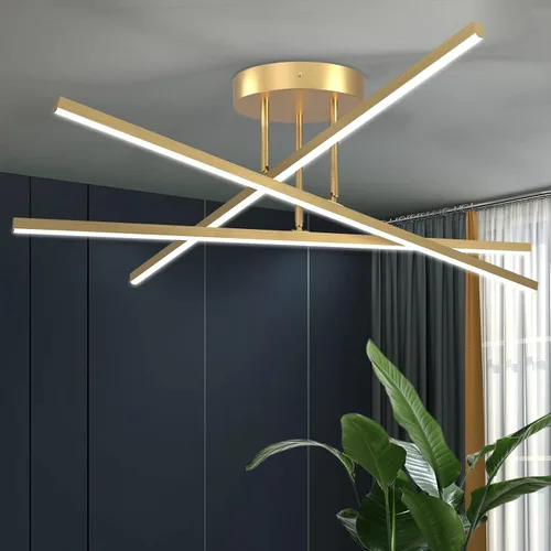 Miniatura 12 de Lámpara de Techo Semiempotrada, Candelabro LED Regulable de 32.8" Luminaria de Techo Moderna Regulable con Control Remoto de 6 Luces para Sala