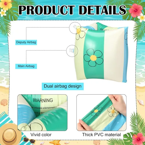 Miniatura 3 de JellyArch Flotadores inflables de PVC, 2 unidades, bandas de brazo inflables de PVC, flotadores de piscina, flotadores de natación para adultos