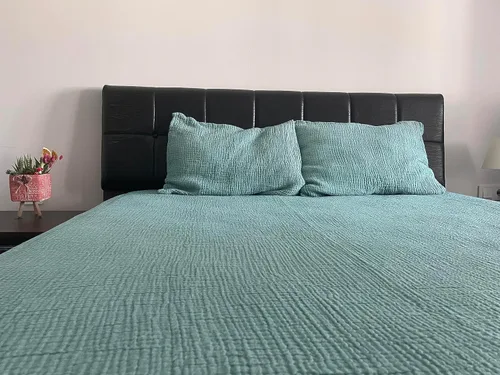 Miniatura 6 de Manta de muselina 100% algodón, colcha de 4 capas, funda de cama suave de muselina de algodón turco, colcha reversible, turquesa