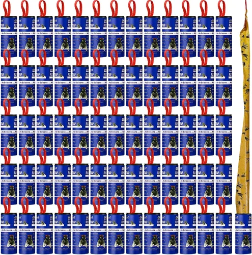 Miniatura 19 de Qualirey Paquete de 80 tiras adhesivas para moscas para interiores y exteriores, cinta adhesiva para colgar insectos voladores, trampas para Rojo