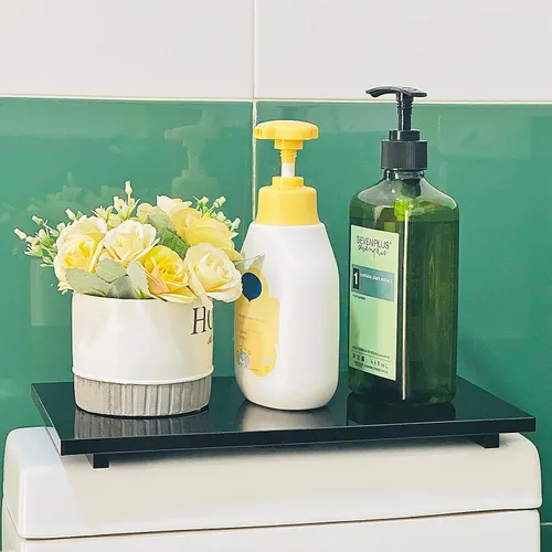 Miniatura 3 de Soporte de pedestal de jabón acrílico para encimera de baño de cocina, color negro