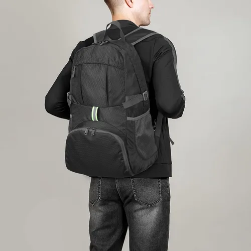 Miniatura 3 de Yaopeing Mochila ligera, plegable de 25 litros, resistente al agua, bolsa de hombro de viaje al aire libre para mujeres y hombres, color negro Azul