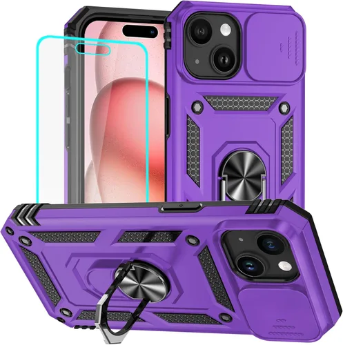 Miniatura 18 de HNHYGETE Funda para iPhone XR con protector de pantalla HD: [grado militar de 20 pies probada en caídas] Funda protectora para cámara deslizante a