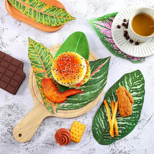 Miniatura 4 de Kisston 50 tableros de embutidos de papel pergamino de hojas tropicales de 8.7 pulgadas para tabla de queso, pergamino tropical de doble cara