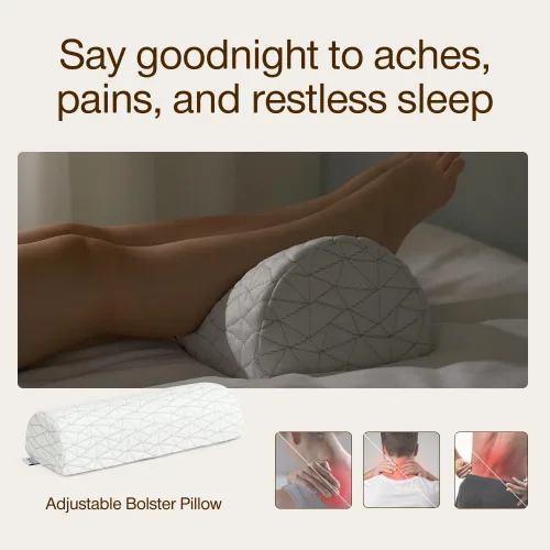 Miniatura 3 de Coop Home Goods Almohada de apoyo ajustable de cuatro posiciones, forma de media luna con relleno, almohada de rodilla de espuma viscoelástica