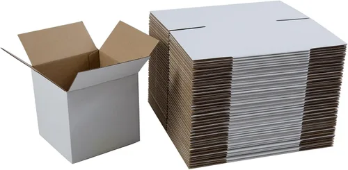 Miniatura 9 de Cajas de envío de 4 x 4 x 4 pulgadas, juego de 40, caja de cartón corrugado blanca para envío postal de documentación para pequeñas empresas Blanco