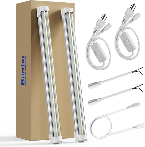 Miniatura 11 de Barrina Luces LED para tienda de 2 pies, 20 W, 3000 lúmenes, 5000 K, lámpara LED T8, cubierta transparente, luz de techo y tienda de servicios