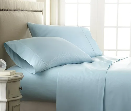 Miniatura 23 de ienjoy Home - Juego de sábanas de 4 piezas con estampado a cuadros en relieve, color crema 2-Crema a cuadros