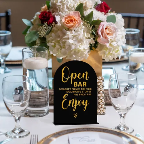 Miniatura 2 de Letrero acrílico de boda, decoración de despedida de soltera, letrero de barra abierta para ceremonia, letreros de mesa de fuente moderna, letreros