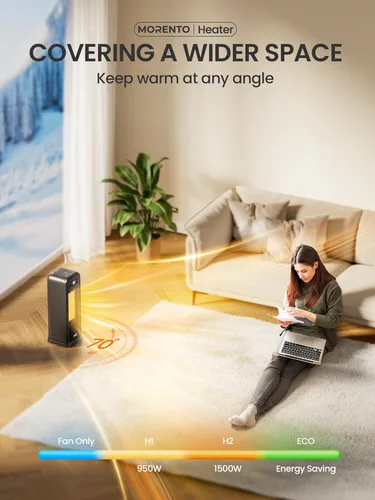 Miniatura 4 de MORENTO Calentadores de espacio para uso en interiores, calentador eléctrico portátil para dormitorio con termostato, control de voz WiFi