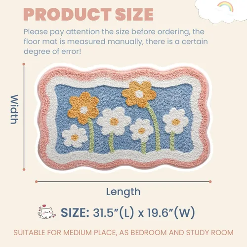 Miniatura 2 de Alfombra de Baño con Flores Simplicity Antideslizante, Alfombra de Baño Extra Absorbente y Suave de Microfibra, Alfombra de Baño Lavable a Máquina