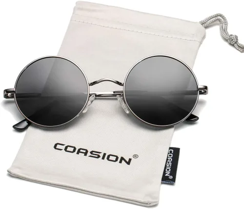 Miniatura 3 de COASION Gafas de sol polarizadas redondas retro con círculos UV400