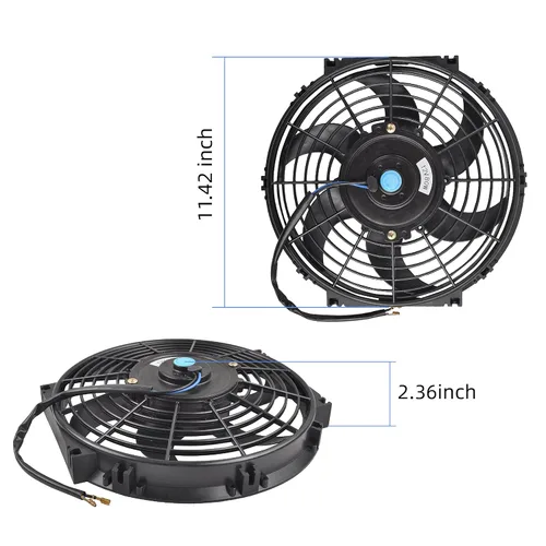 Miniatura 4 de Ventilador delgado de 10 pulgadas de empuje y tracción, ventilador eléctrico de enfriamiento para radiador universal de alto rendimiento, motor