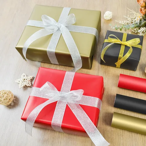 Miniatura 3 de VISPAD Rollos de papel de regalo, 3 mini rollos de 17 x 120 pulgadas, perfectos para envolver paquetes de regalo, manualidades, envoltura de regalo