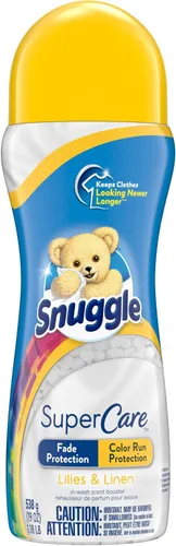 Snuggle SuperCare - Potenciador de aroma en lavado, lirios y lino, protección contra la decoloración y protección contra corridas de color, 19 onzas