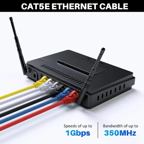Miniatura 23 de Cable Ethernet Cat5e de 50 pies, cable de Internet Cat 5e largo, cable de conexión sin enganche negro, flexible, para red, LAN, PoE, conector RJ45