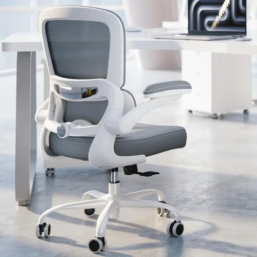TRALT Silla ergonómica de oficina, silla de escritorio con soporte lumbar ajustable, silla de computadora cómoda de malla con reposabrazos Gris