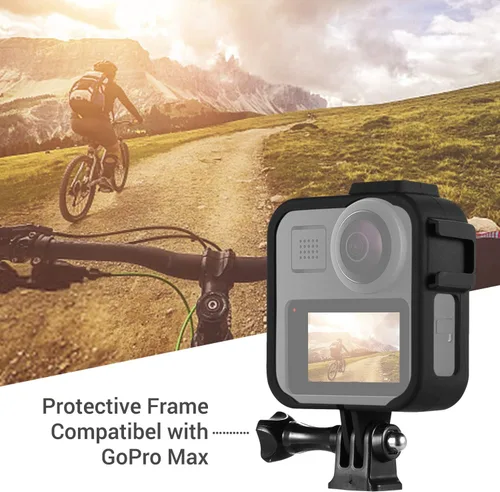 Miniatura 2 de Andoer Funda de cámara de acción para cámara de plástico con marco protector de carcasa de vlog con soportes dobles de zapata fría para cámara
