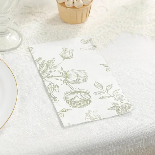 Miniatura 20 de Efavormart - Paquete de 20 servilletas de papel con estampado de hojas de eucalipto verde con una textura suave de 2 capas absorbente para bodas