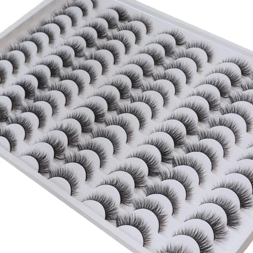 Miniatura 18 de Azenlo Pestañas postizas 48 pares, pestañas de visón sintético, pestañas tenues de 14 mm, pestañas de gato 3D esponjosas, paquete al por mayor