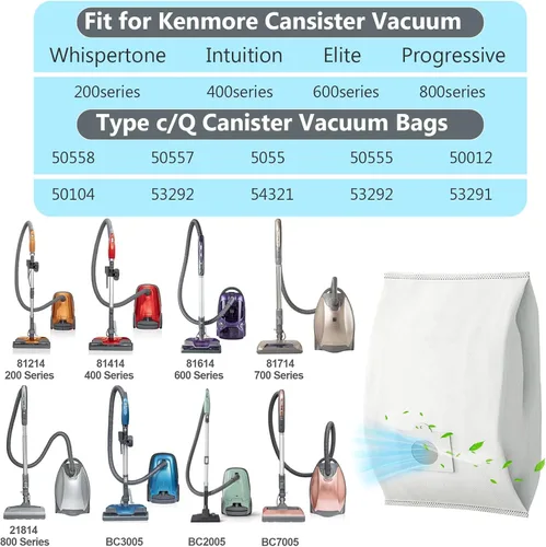 Miniatura 2 de Paquete de 15 bolsas de vacío HEPA tipo Q/C 53292 compatibles con Kenmore Canister Vacuum 81214, 81414, 81615, 81714, BC3005, 200/400/600/700/800