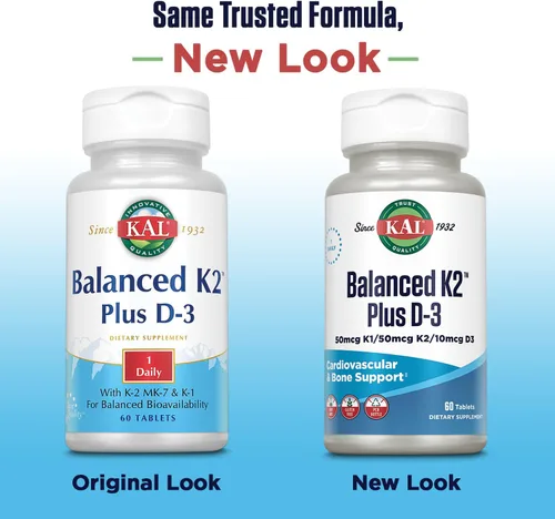 Miniatura 2 de KAL Balanced K2 Plus D-3 Tabletas, 100 mcg, 60