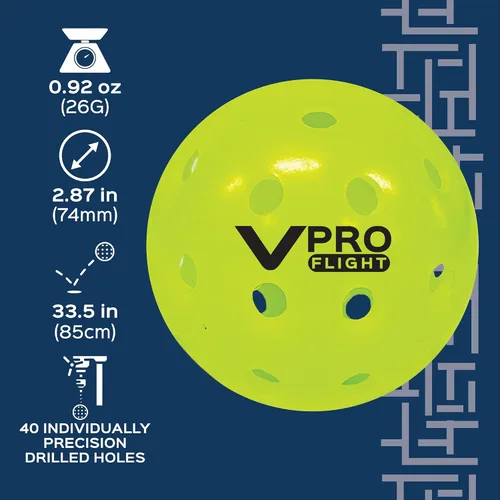 Miniatura 3 de Vulcan Pelota oficial de pickleball VPRO Flight Outdoor de The PPA Tour & MLP Paquete de bolas de 3, 6, 12, 36 y 100 Amarillo de alta Paquete