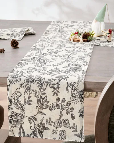 Miniatura 18 de jinchan Camino de mesa de lino floral para cocina, granja, 13 x 90 pulgadas, para isla de cocina, mesa de comedor, decoración interior y exterior, 1