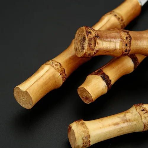 Miniatura 7 de Juego de cubiertos de bambú para 4, 20 piezas de cubiertos de acero inoxidable 18/8, juego de cubiertos de mango de bambú natural, utensilios