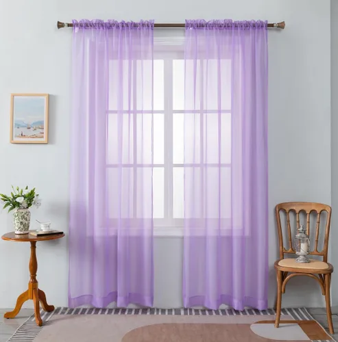 Miniatura 13 de WPM - Cortinas traslúcidas de gasa transparente con bolsillo para barra, 2 paneles de cortinas traslúcidas para dormitorio, cocina, sala de estar
