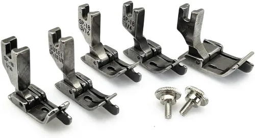 YEQIN Máquina de coser industrial con bisagras de 5 tamaños, pie prensatelas con guía derecha #SP-18 1/16 "+1/8"+3/16"+1/4"+1/2" con 2 tornillos
