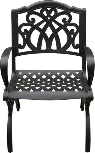 Miniatura 4 de Oakland Living Silla de comedor de patio negra de aluminio fundido tradicional al aire libre ornamentada