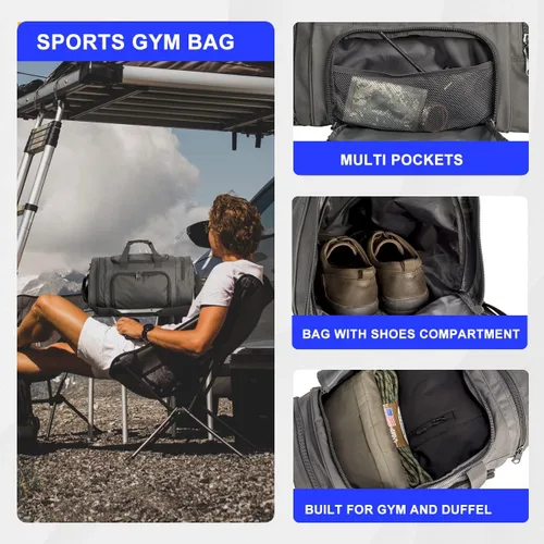 Miniatura 3 de Miramrax Bolsa de gimnasio para hombres y mujeres con compartimento para zapatos, deporte, fin de semana, viajes, durante la noche, bolsa